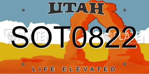 SOT0822 Utah License Plate