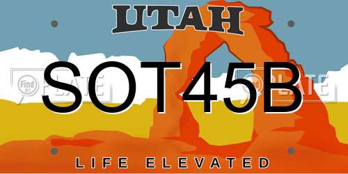 SOT45B Utah License Plate