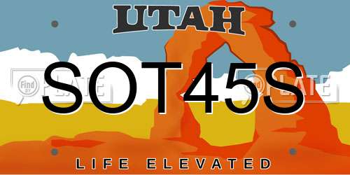 SOT45S Utah License Plate