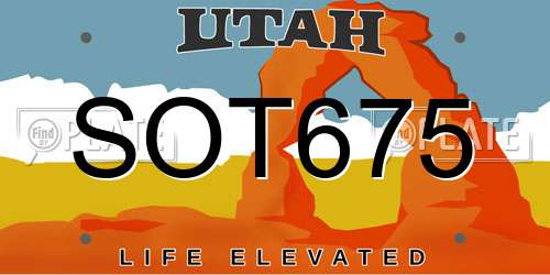 SOT675 Utah License Plate
