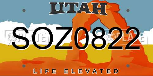 SOZ0822 Utah License Plate