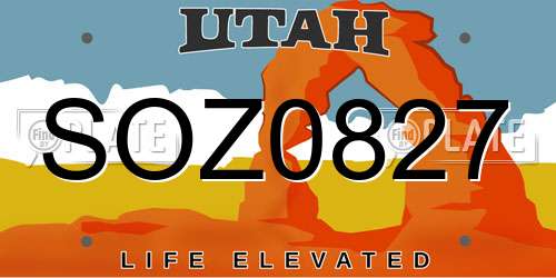 SOZ0827 Utah License Plate