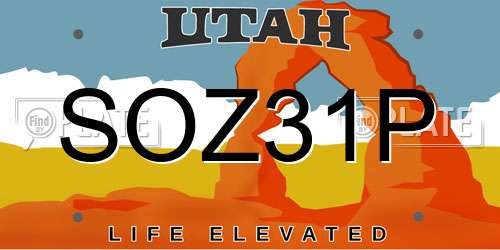 SOZ31P Utah License Plate