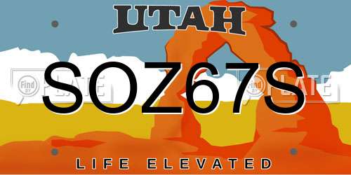 SOZ67S Utah License Plate