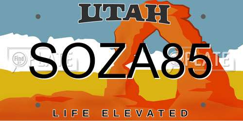 SOZA85 Utah License Plate