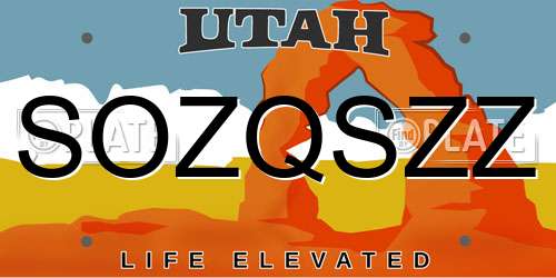 SOZQSZZ Utah License Plate