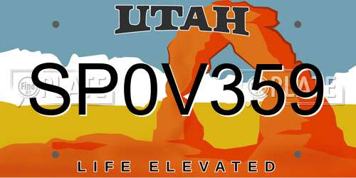 SP0V359 Utah License Plate
