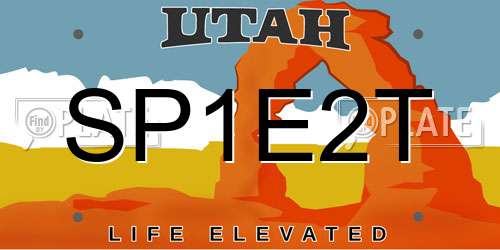 SP1E2T Utah License Plate