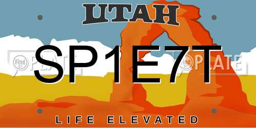 SP1E7T Utah License Plate