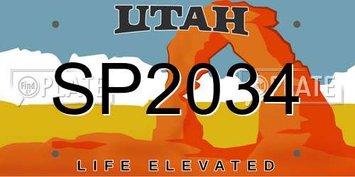 SP2034 Utah License Plate