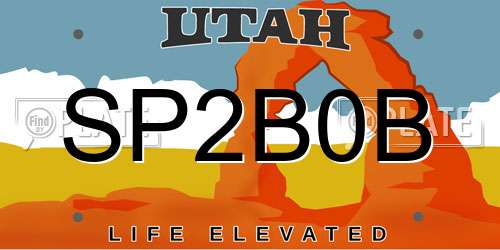 SP2B0B Utah License Plate