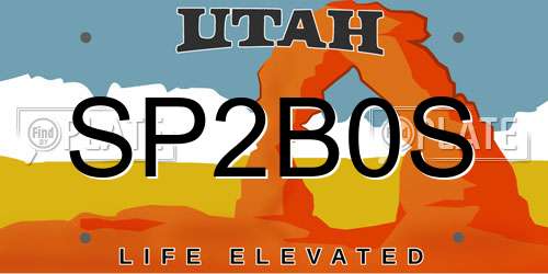 SP2B0S Utah License Plate