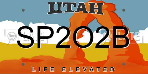SP2O2B Utah License Plate