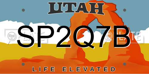 SP2Q7B Utah License Plate