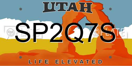 SP2Q7S Utah License Plate