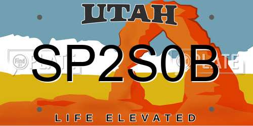 SP2S0B Utah License Plate