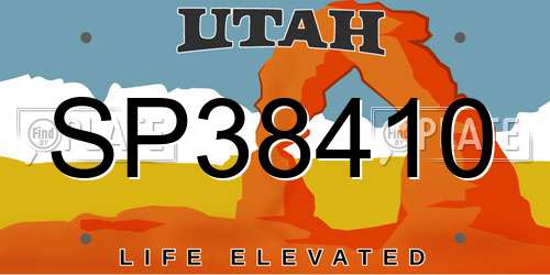 SP38410 Utah License Plate