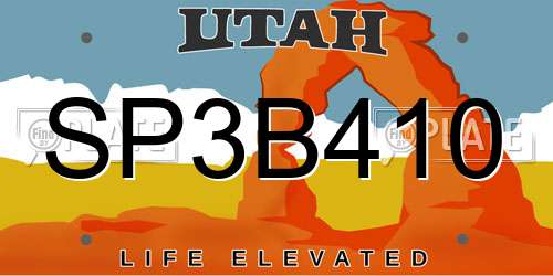 SP3B410 Utah License Plate