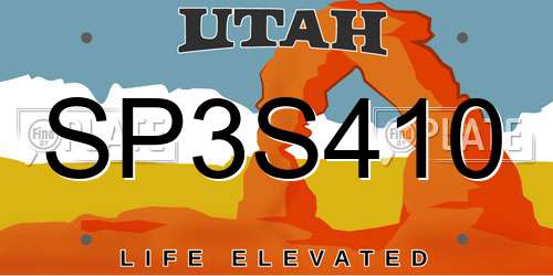 SP3S410 Utah License Plate