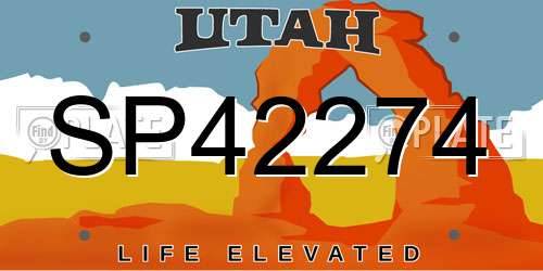 SP42274 Utah License Plate