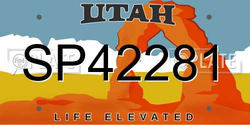 SP42281 Utah License Plate