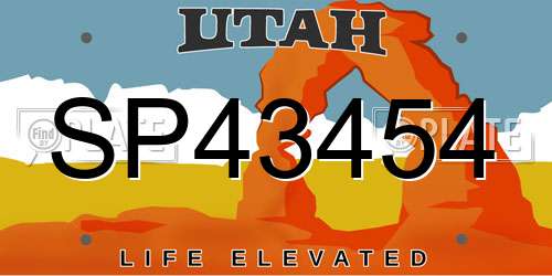 SP43454 Utah License Plate