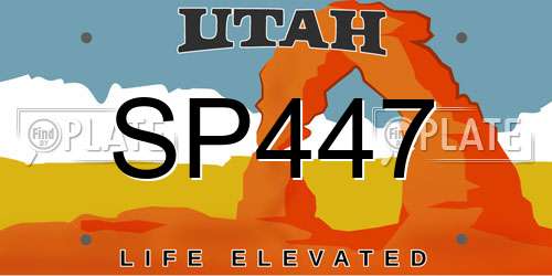 SP447 Utah License Plate