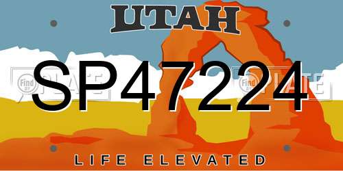 SP47224 Utah License Plate