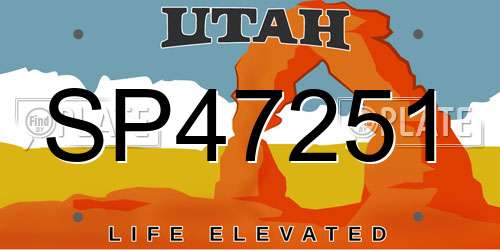 SP47251 Utah License Plate