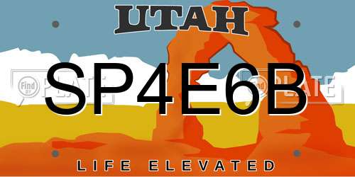 SP4E6B Utah License Plate