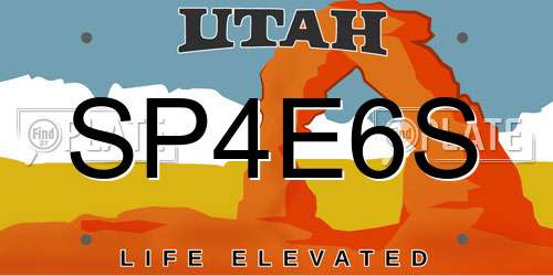 SP4E6S Utah License Plate