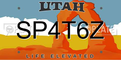 SP4T6Z Utah License Plate