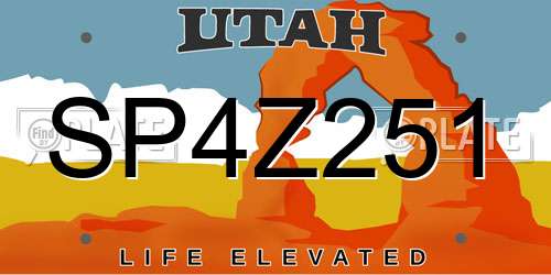 SP4Z251 Utah License Plate