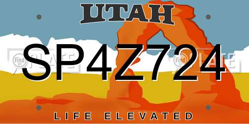 SP4Z724 Utah License Plate
