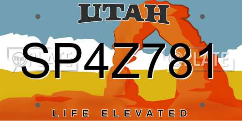 SP4Z781 Utah License Plate