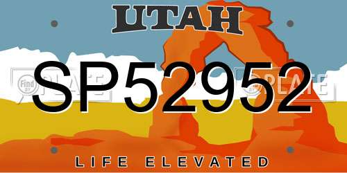 SP52952 Utah License Plate