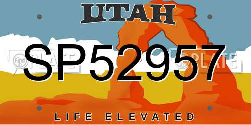SP52957 Utah License Plate