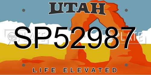 SP52987 Utah License Plate