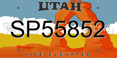 SP55852 Utah License Plate