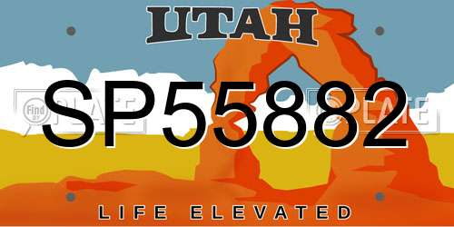 SP55882 Utah License Plate