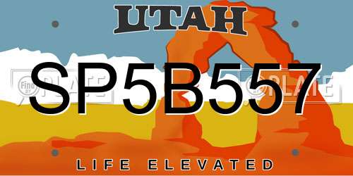 SP5B557 Utah License Plate