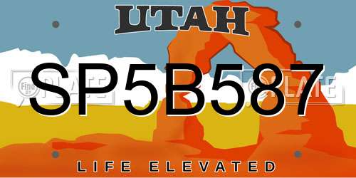 SP5B587 Utah License Plate