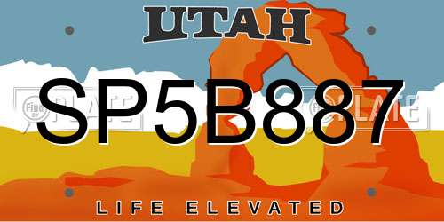 SP5B887 Utah License Plate