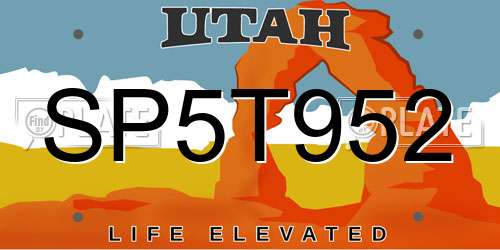 SP5T952 Utah License Plate