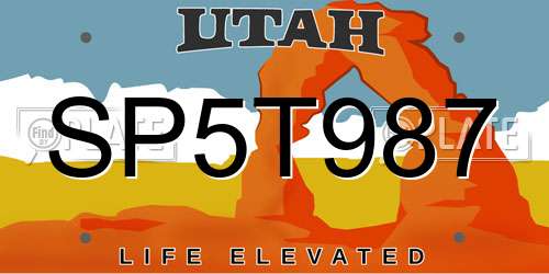 SP5T987 Utah License Plate