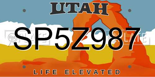 SP5Z987 Utah License Plate