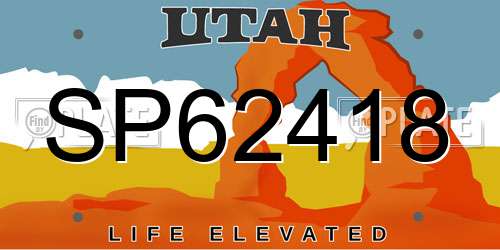 SP62418 Utah License Plate