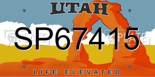 SP67415 Utah License Plate