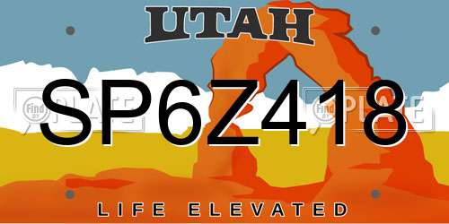 SP6Z418 Utah License Plate