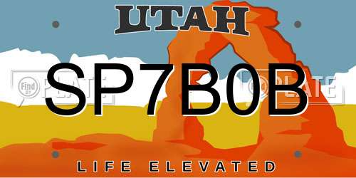 SP7B0B Utah License Plate